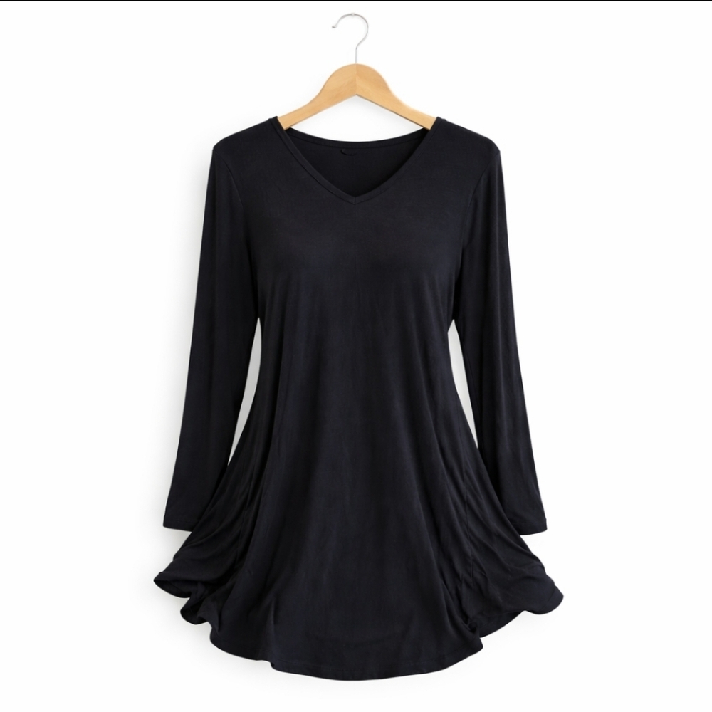 24seven Black Spandex Vneck Dress Sz XL
